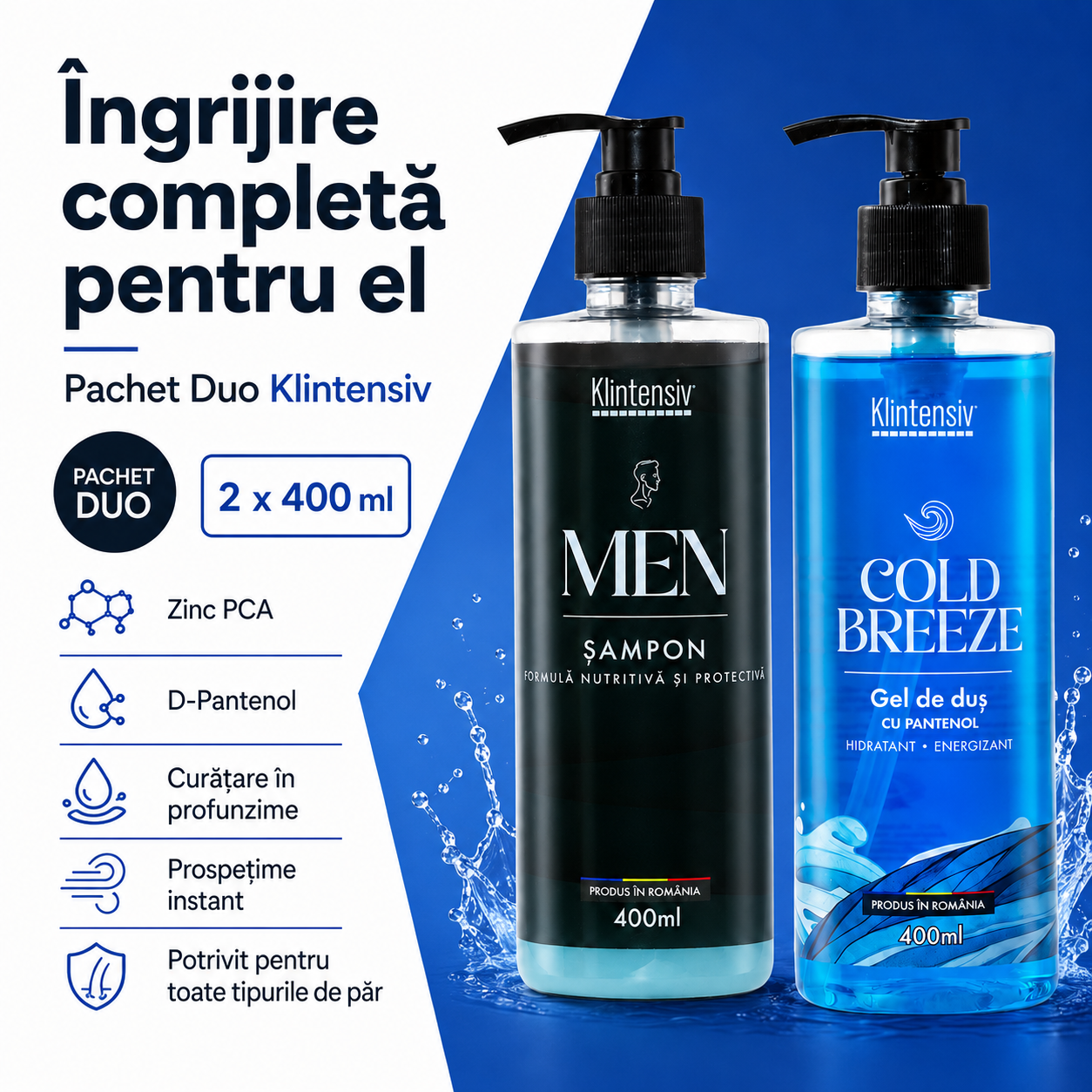 Pachet Klintensiv pentru ingrijirea parului scalpului si corpului barbatilor