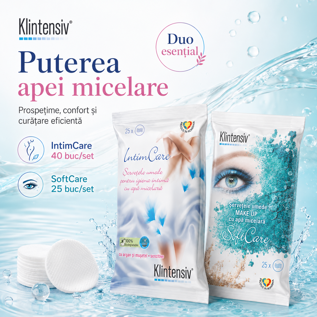 Pachet Klintensiv pentru igiena intima si demachiere fara clatire