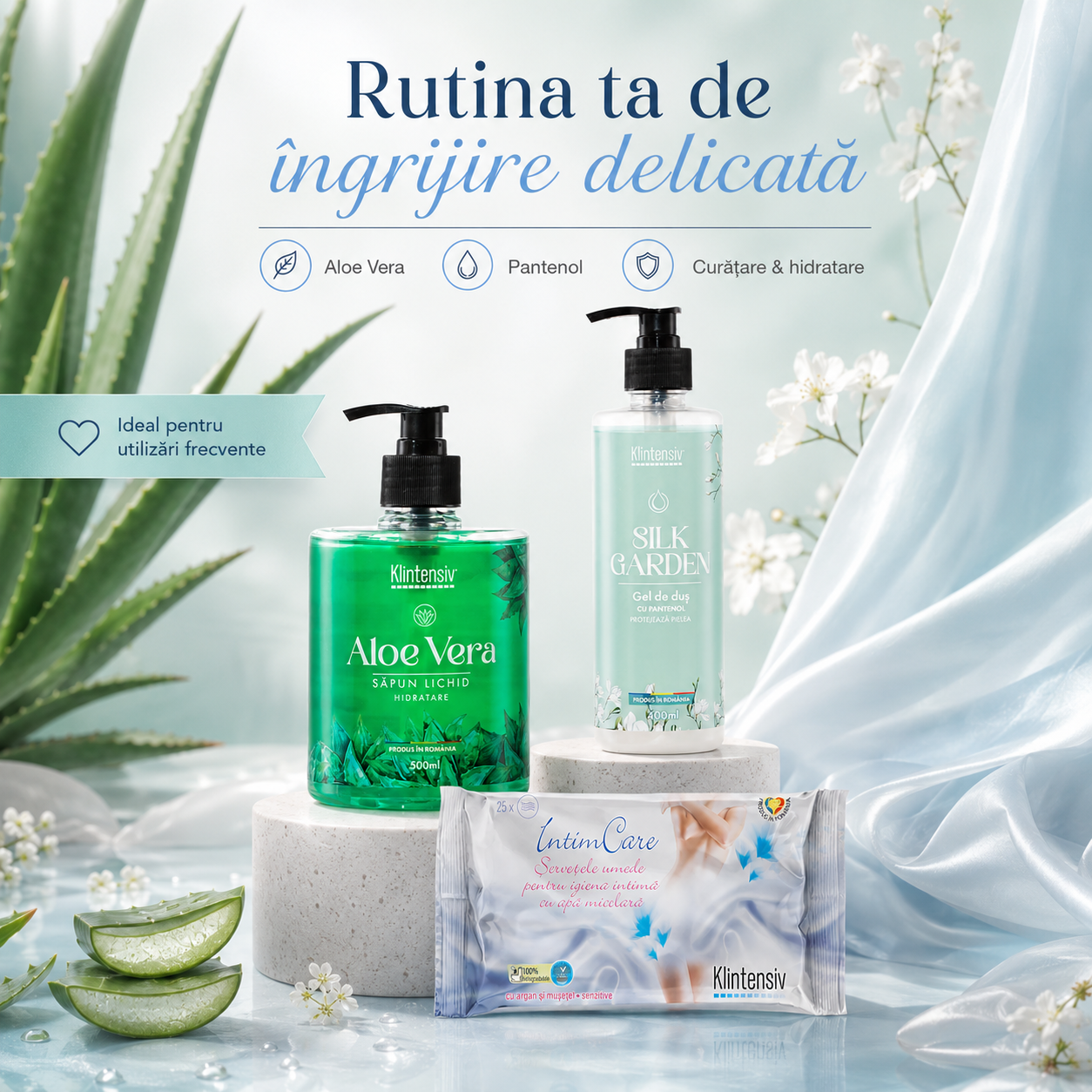 Klintensiv IntimCare servetele umede pentru igiena intima 40 bucati