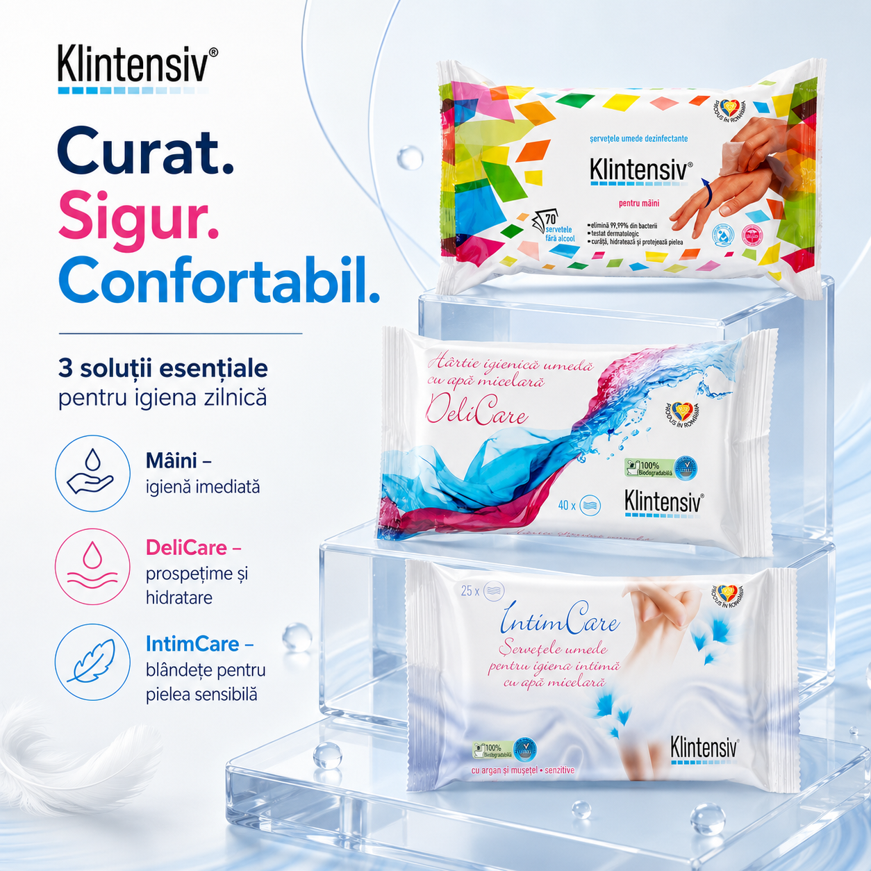Klintensiv IntimCare servetele umede pentru igiena intima 40 bucati