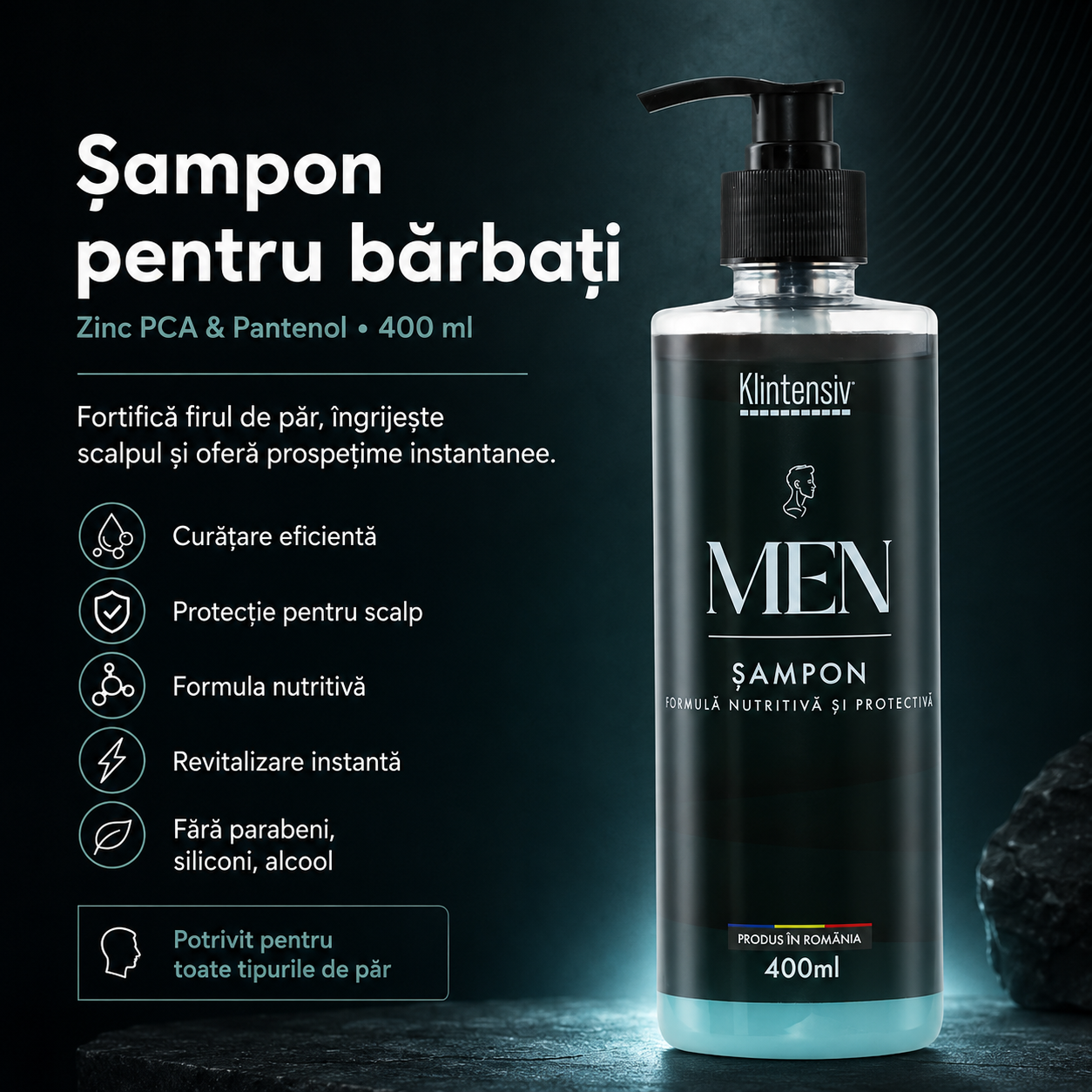 Sampon Klintensiv pentru barbati cu Zinc PCA si Pantenol 400 ml