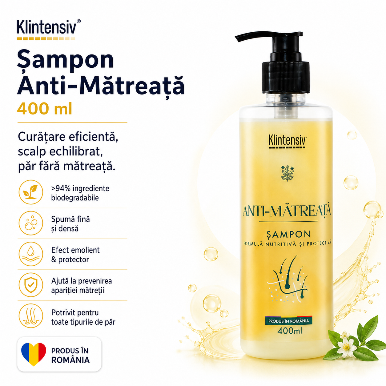 Sampon Klintensiv Anti-Matreata 400 ml cu Piroctone Olamine
