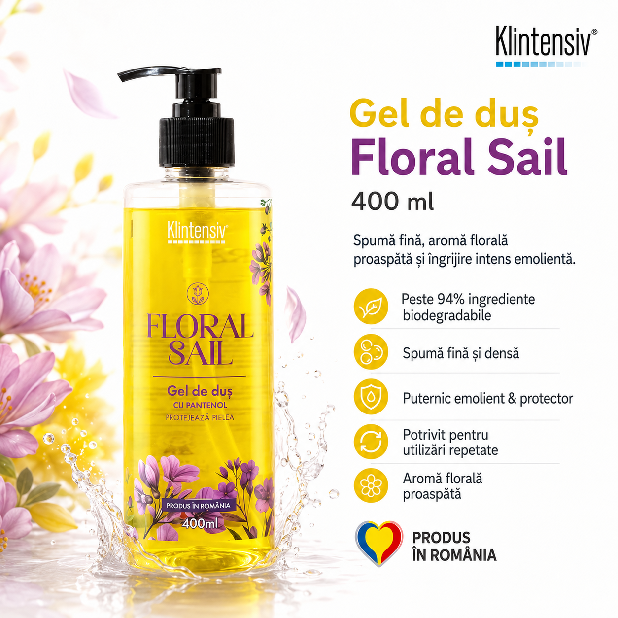 Gel de dus hidratant Klintensiv Floral Sail 400 ml