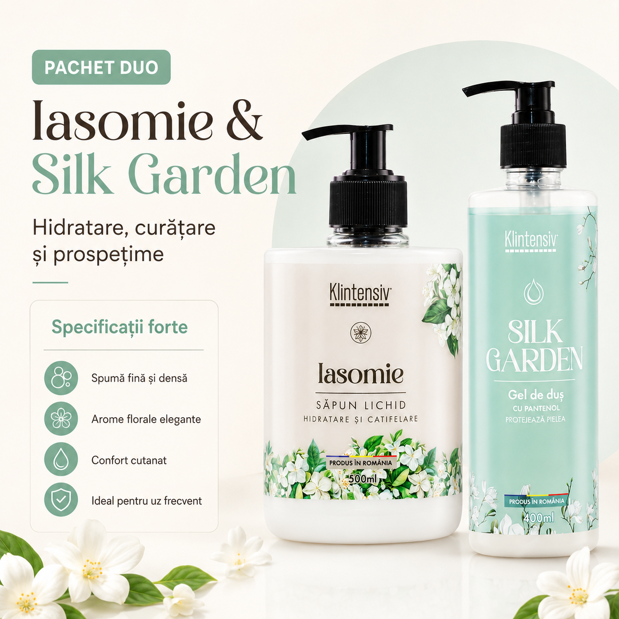 Produse cosmetice Klintensiv cu ingrediente emoliente si parfum elegant