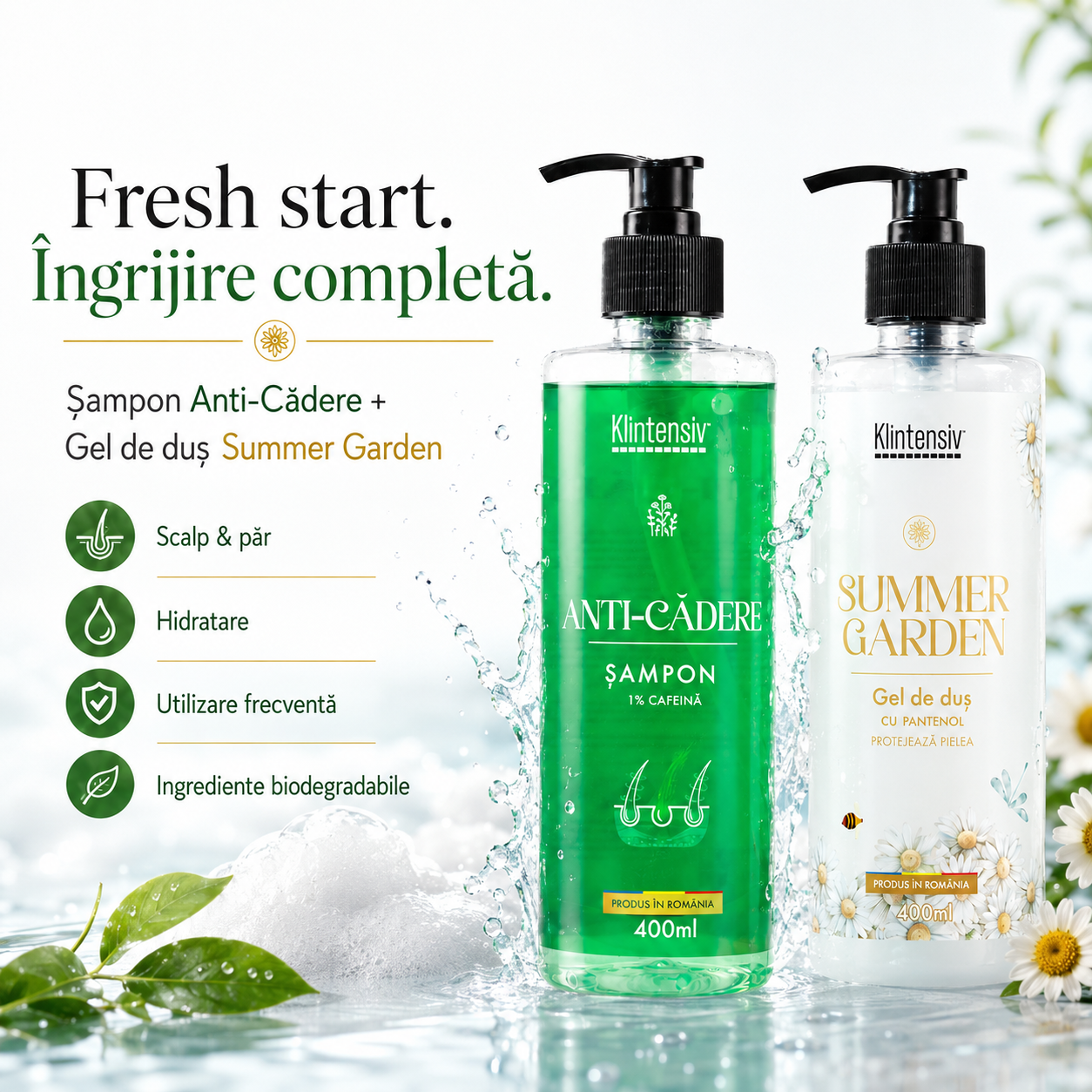 Produse cosmetice Klintensiv cu cafeina niacinamida si ingrediente emoliente