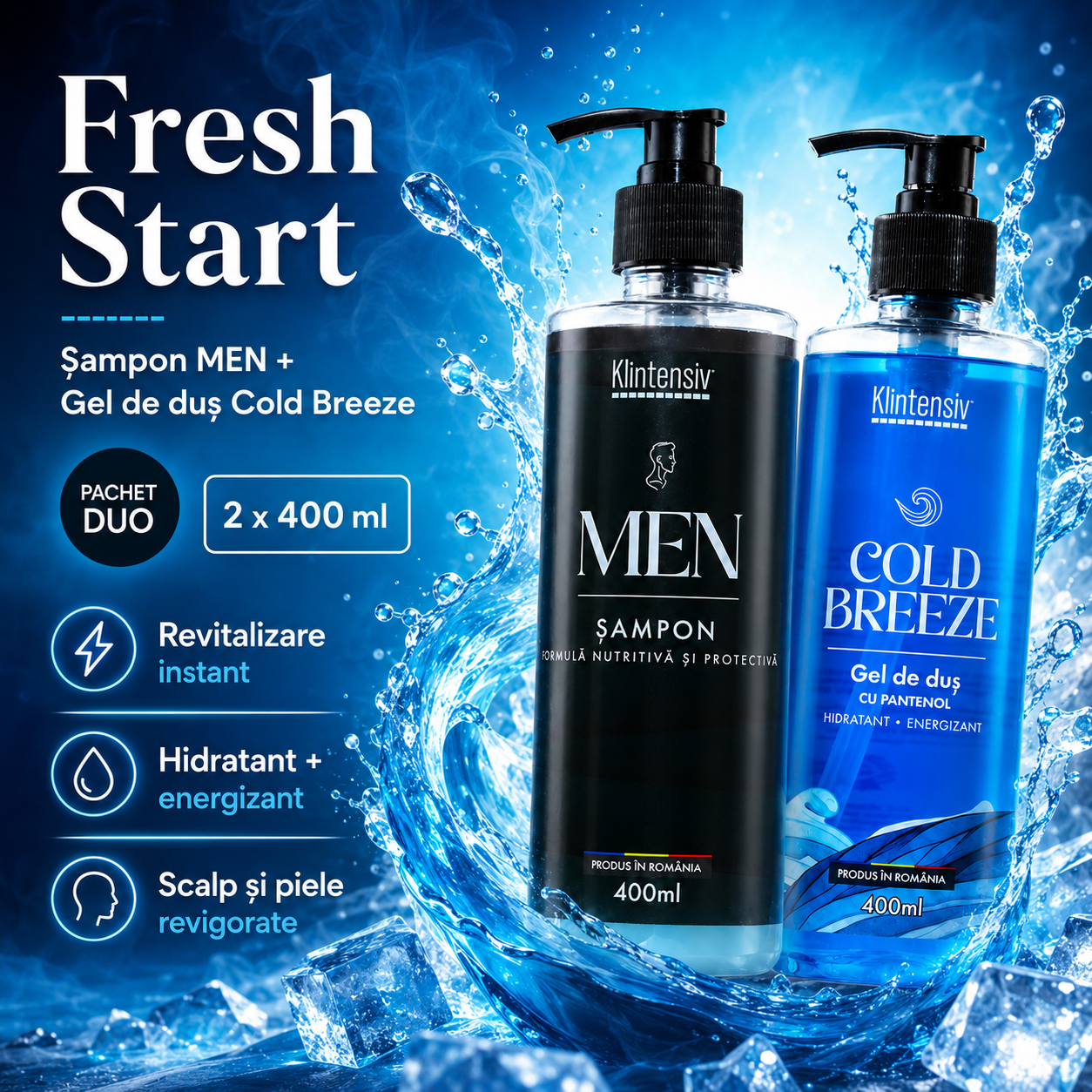 Produse cosmetice Klintensiv pentru barbati cu Zinc PCA Pantenol si ingrediente emoliente