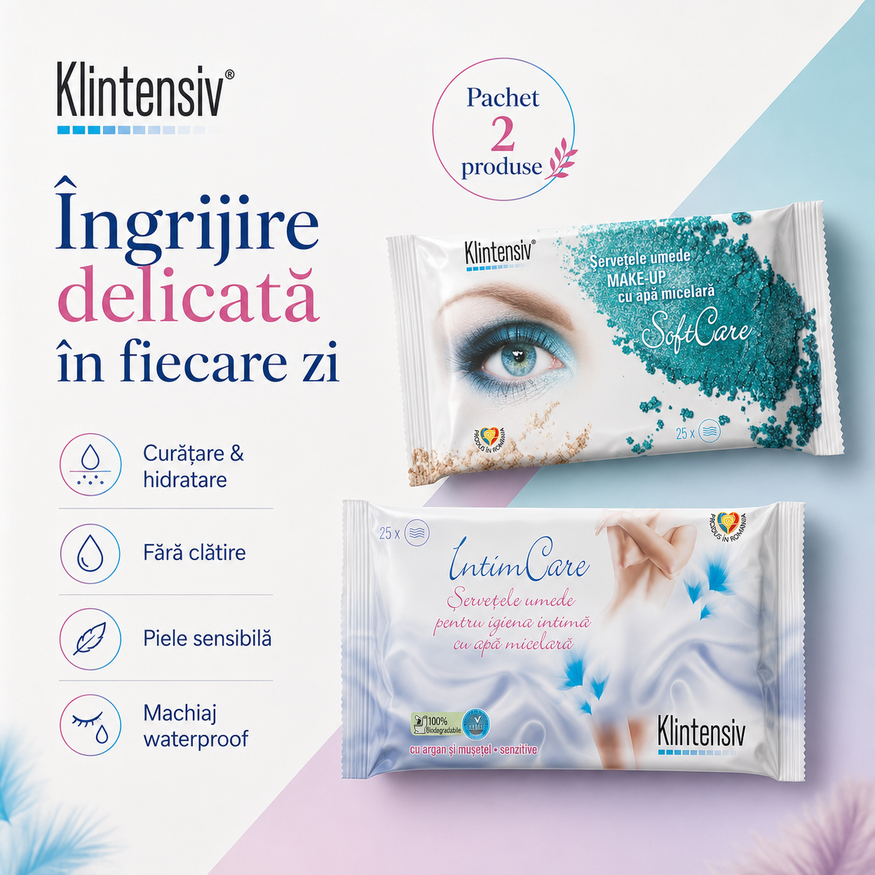 Servetele Klintensiv gata de utilizare pentru ingrijire personala si calatorii