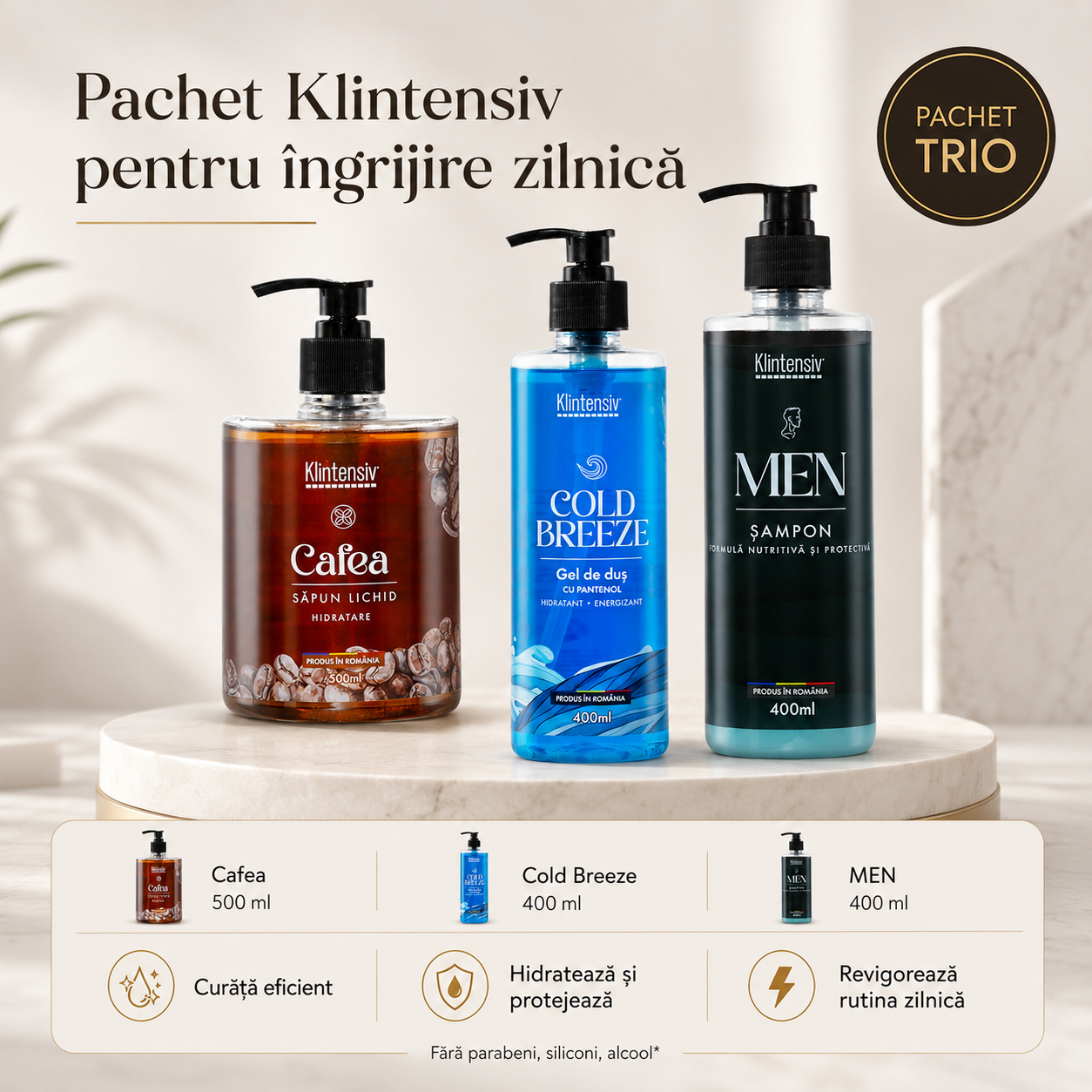 Pachet complet Klintensiv pentru igiena mainilor corpului si parului