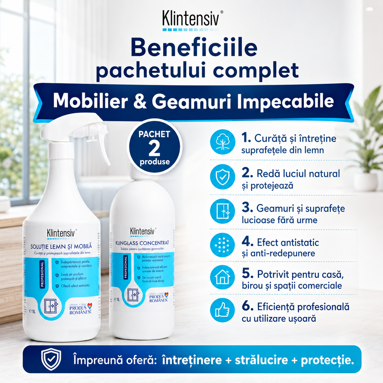 Solutie concentrata Klintensiv Professional pentru geamuri vitrine si sticla