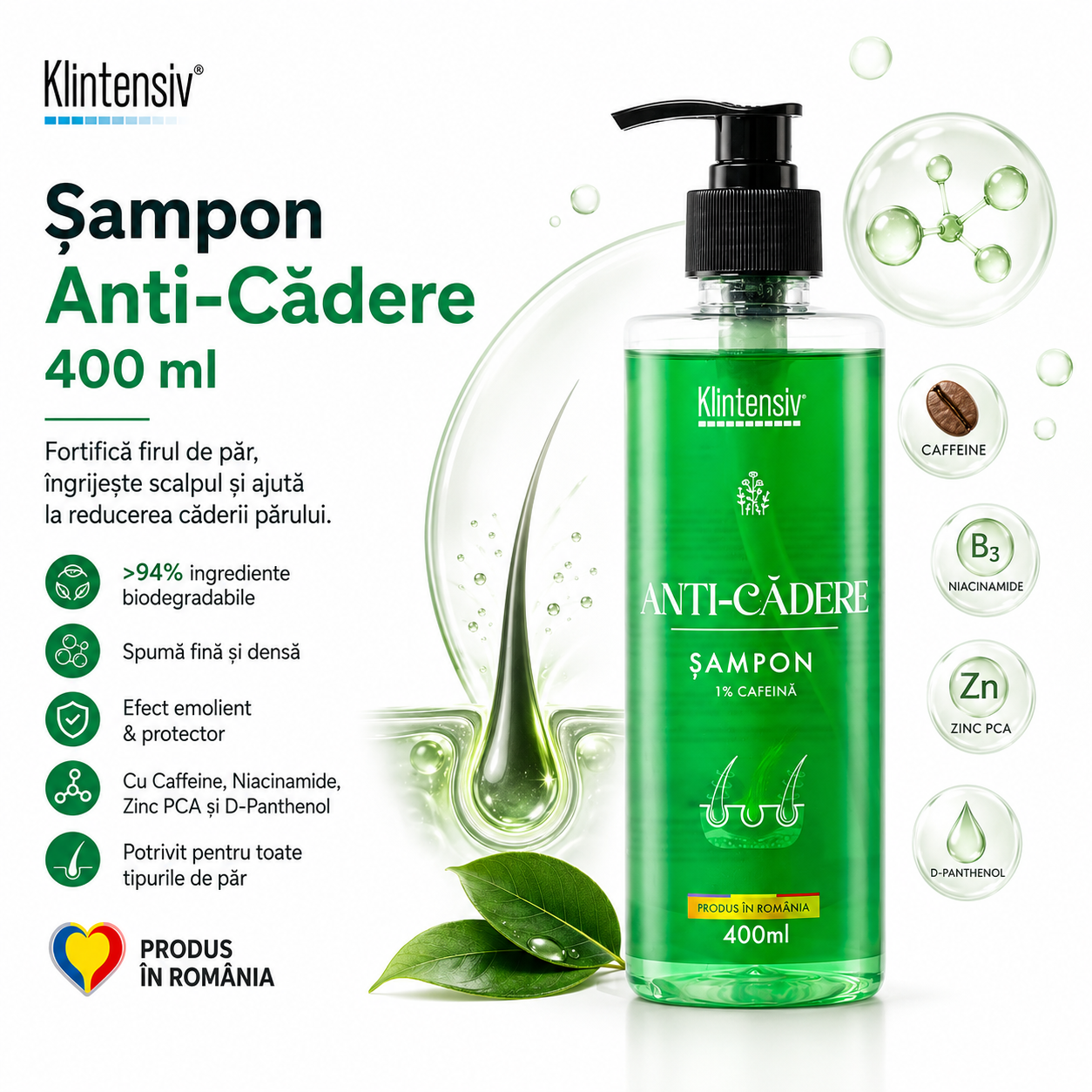 Sampon Klintensiv Anti-Cadere 400 ml si servetele demachiante 25 bucati