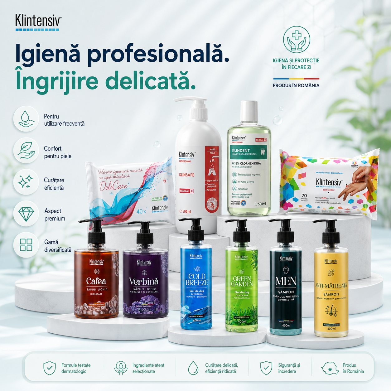 KLINDENT apa de gura si servetele Klintensiv pentru igiena