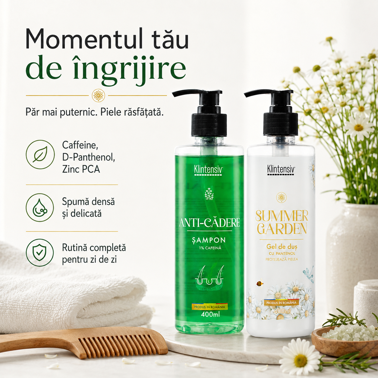 Set Klintensiv sampon Anti-Cadere 400 ml si gel de dus Summer Garden 400 ml