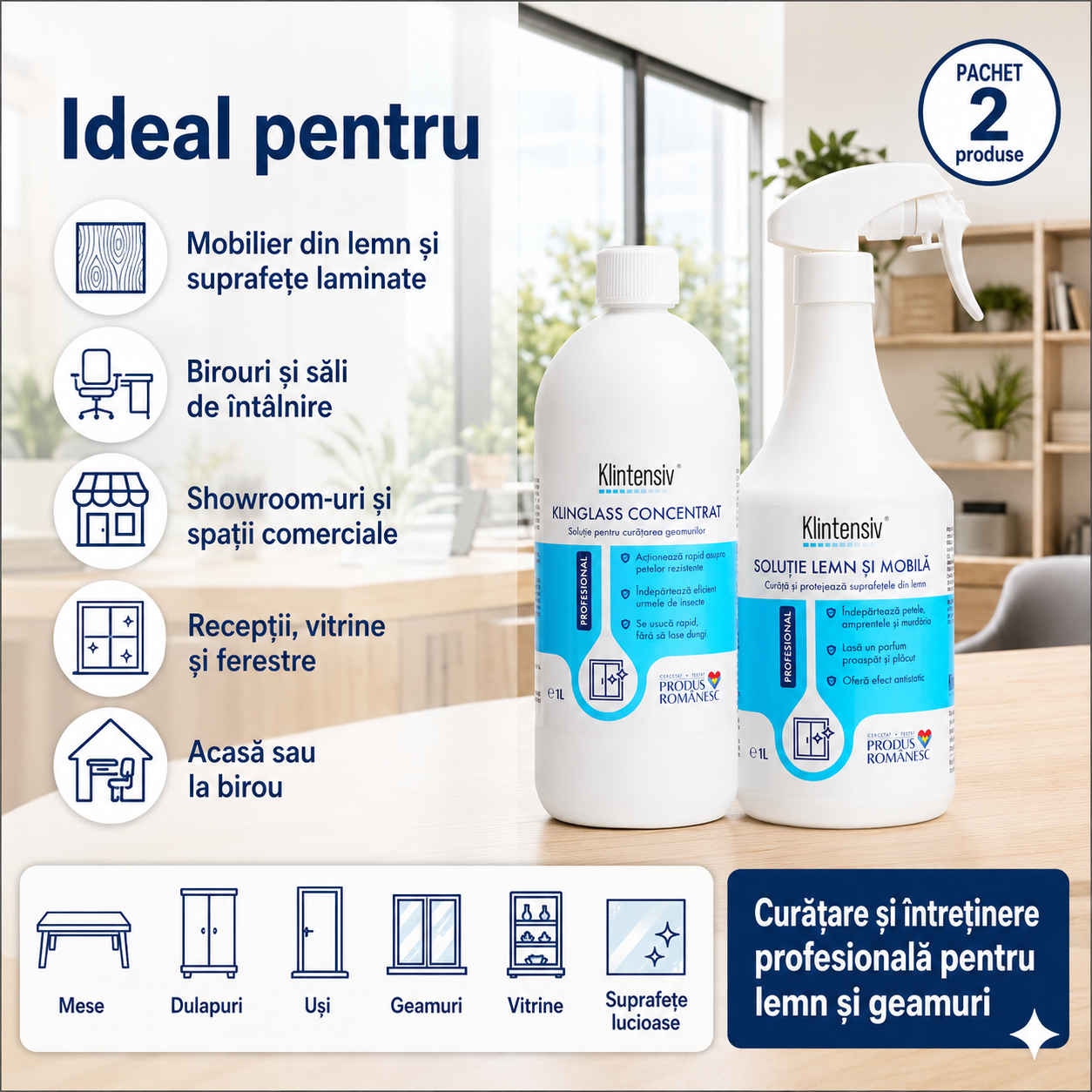 Pachet Klintensiv Professional pentru mobilier lemn geamuri si vitrine