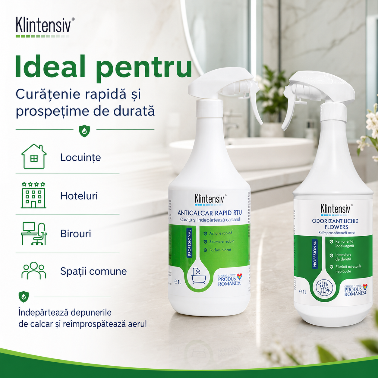 Pachet Klintensiv Professional Baie fara Calcar cu anticalcar si odorizant floral