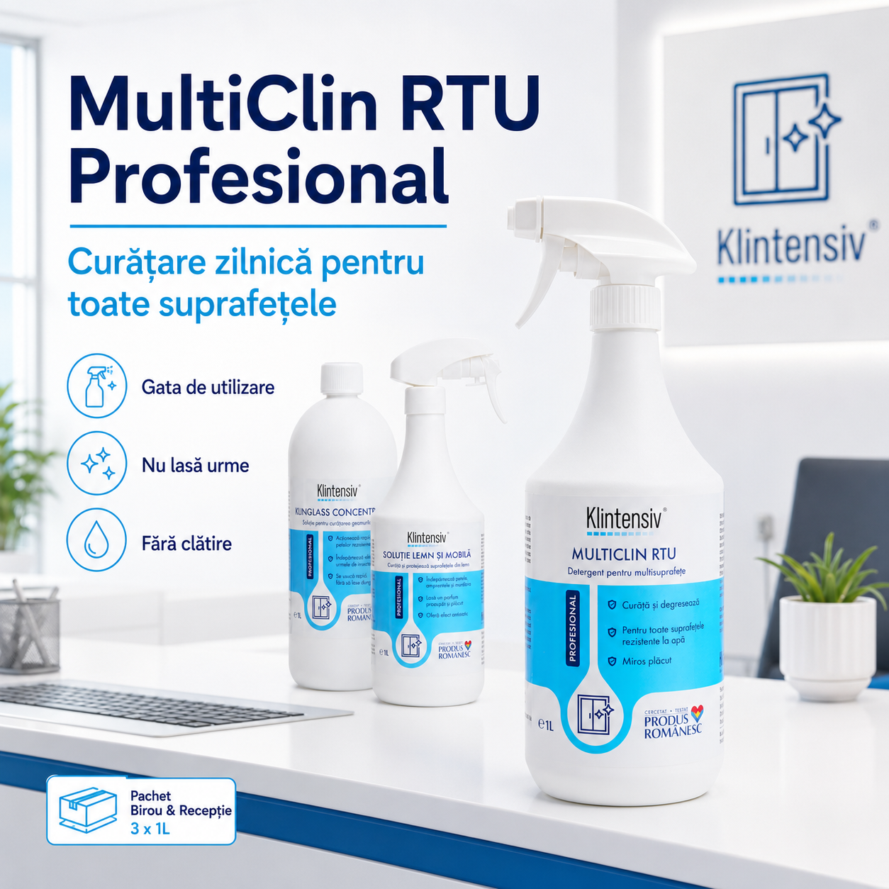 Pachet Klintensiv Professional pentru birouri receptii mobilier geamuri si multisuprafete