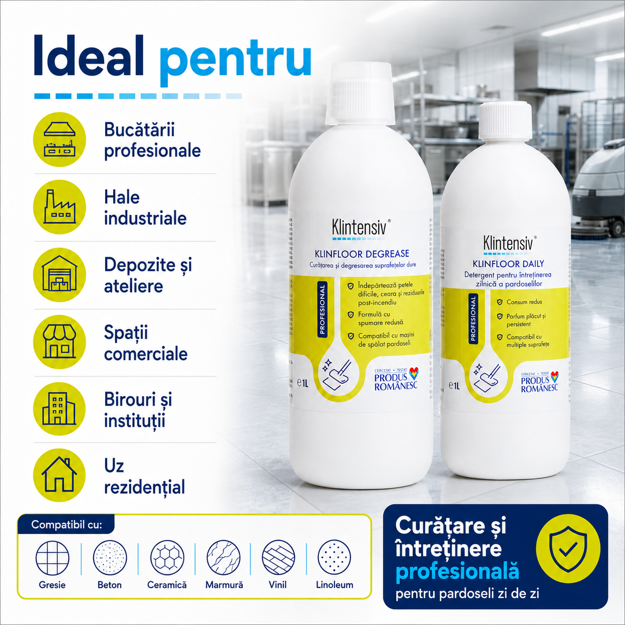 Pachet Klintensiv pentru pardoseli degresare profunda si curatenie zilnica cu parfum de lavanda