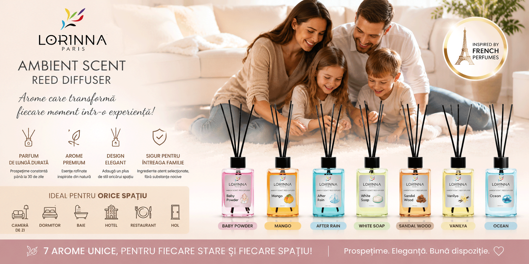 Lorinna Paris odorizant de camera cu betisoare Ambient Scent Reed Diffuser