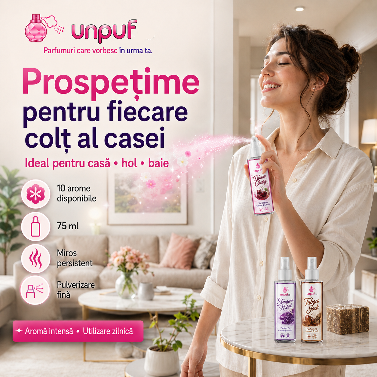 Parfum de camera si auto unpuf - arome fructate exotice si persistente
