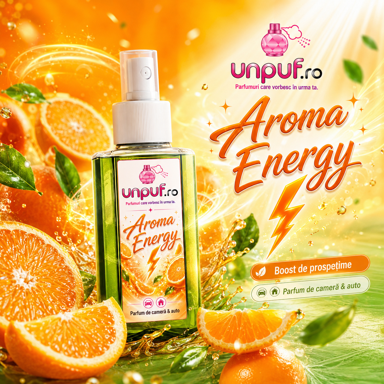 Parfum auto si camera unpuf - odorizant cu pulverizare fina si miros persistent