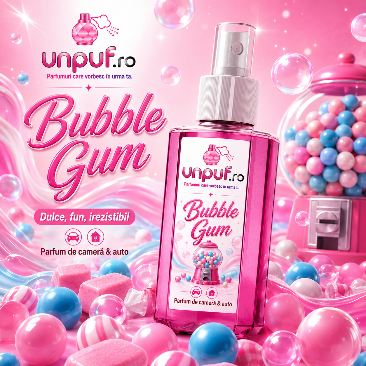Parfum auto si camera unpuf - odorizant cu pulverizare fina si miros persistent