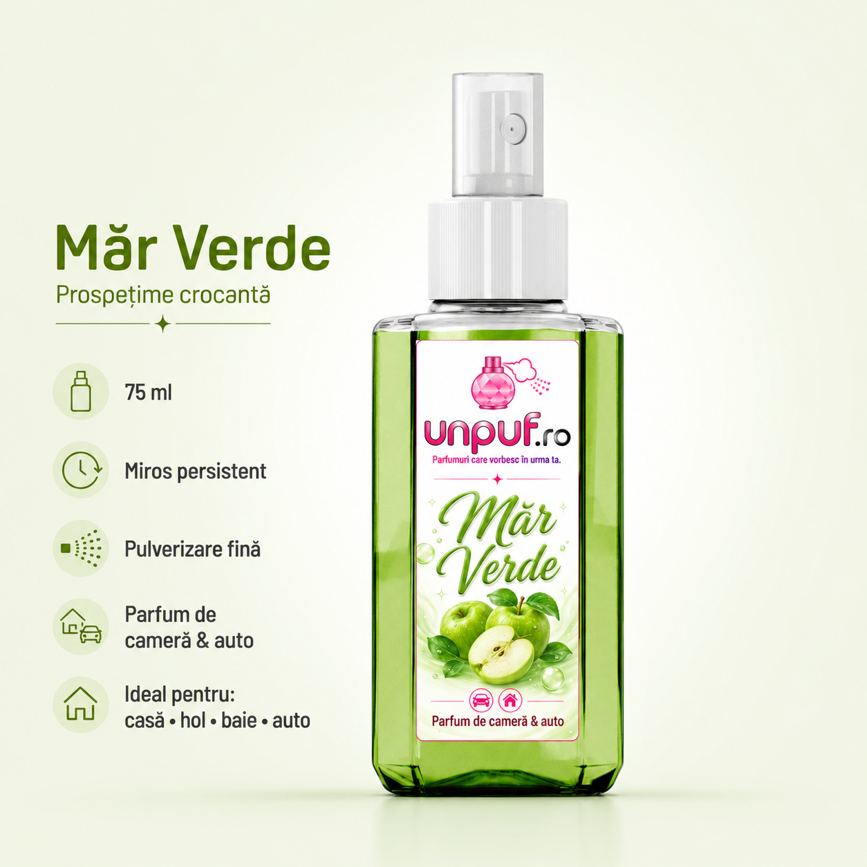 Odorizant auto si camera Unpuf Mar Verde 75 ml - parfum persistent cu aroma de mar verde