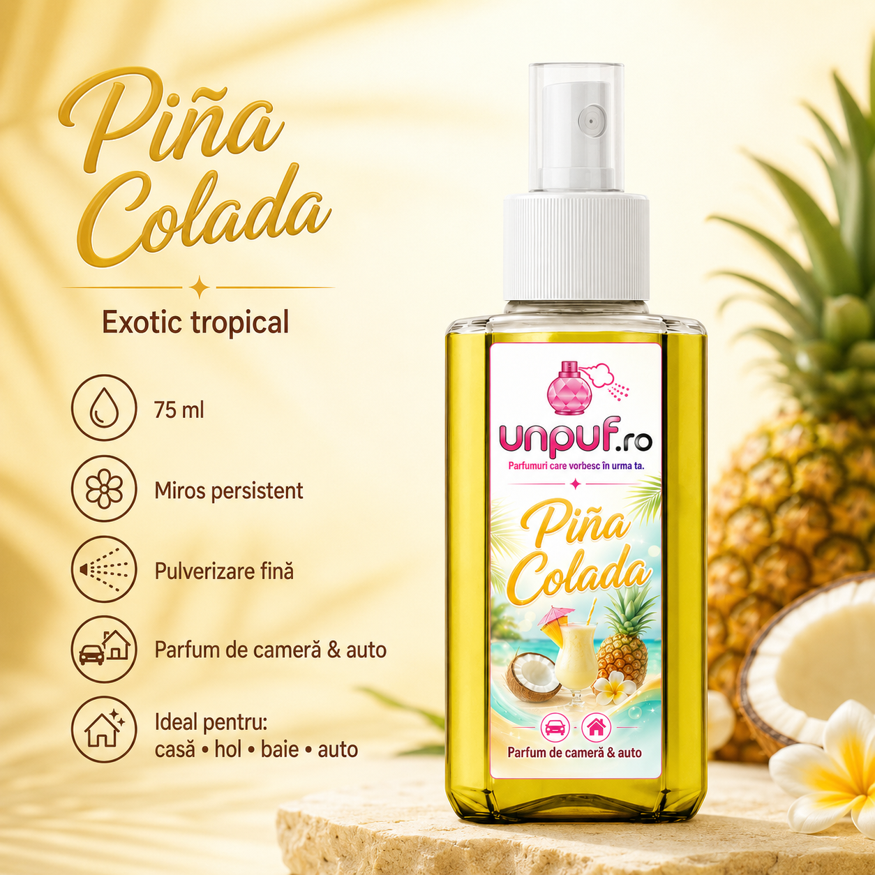 Odorizant auto si camera unpuf Ocean Breeze 75 ml - parfum persistent