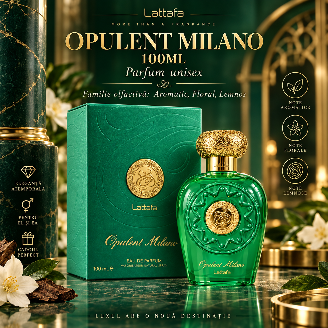 Lattafa Opulent Milano 100 ml cadou parfum unisex pentru el si ea