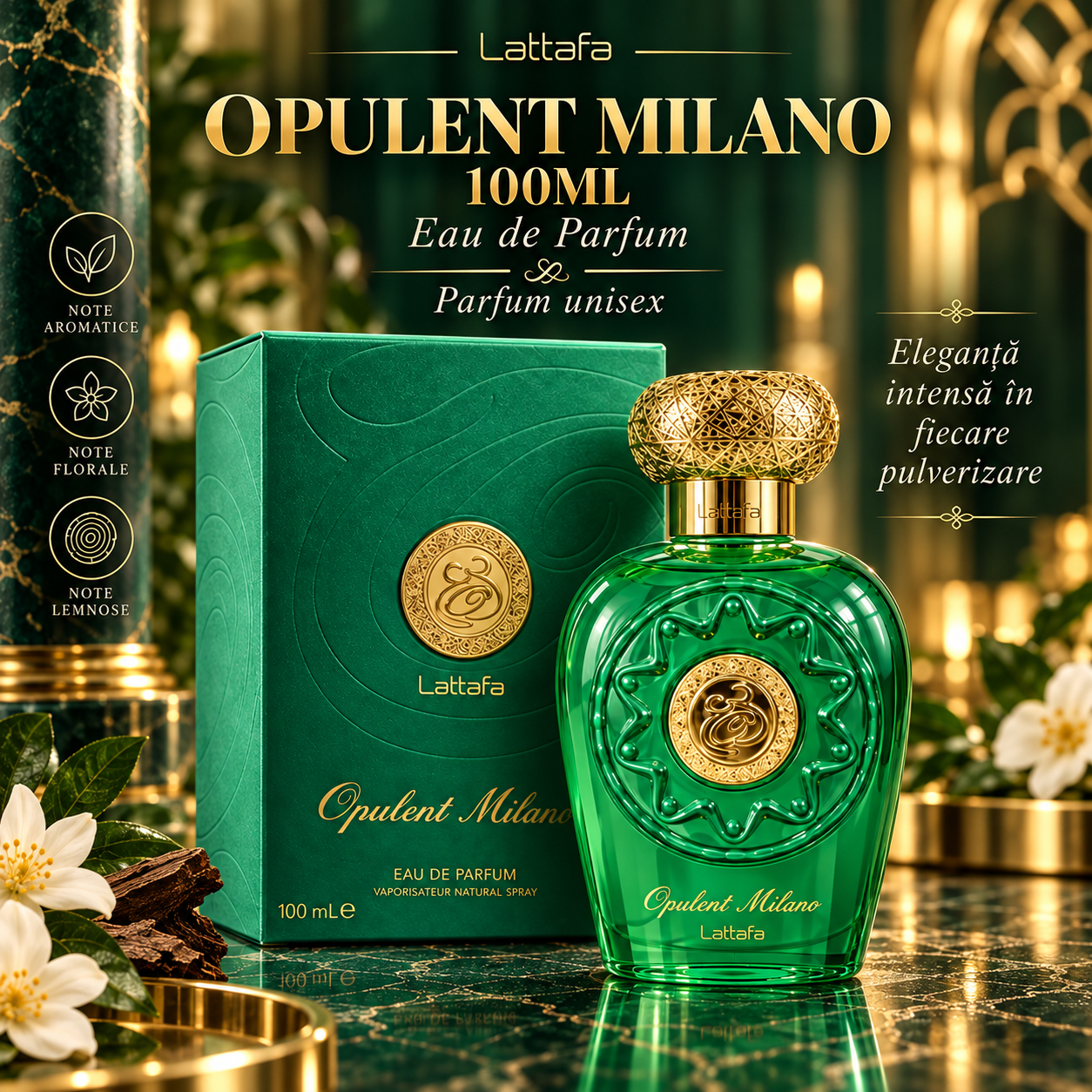 Opulent Milano note de baza vetiver amberwood si lemn de cedru