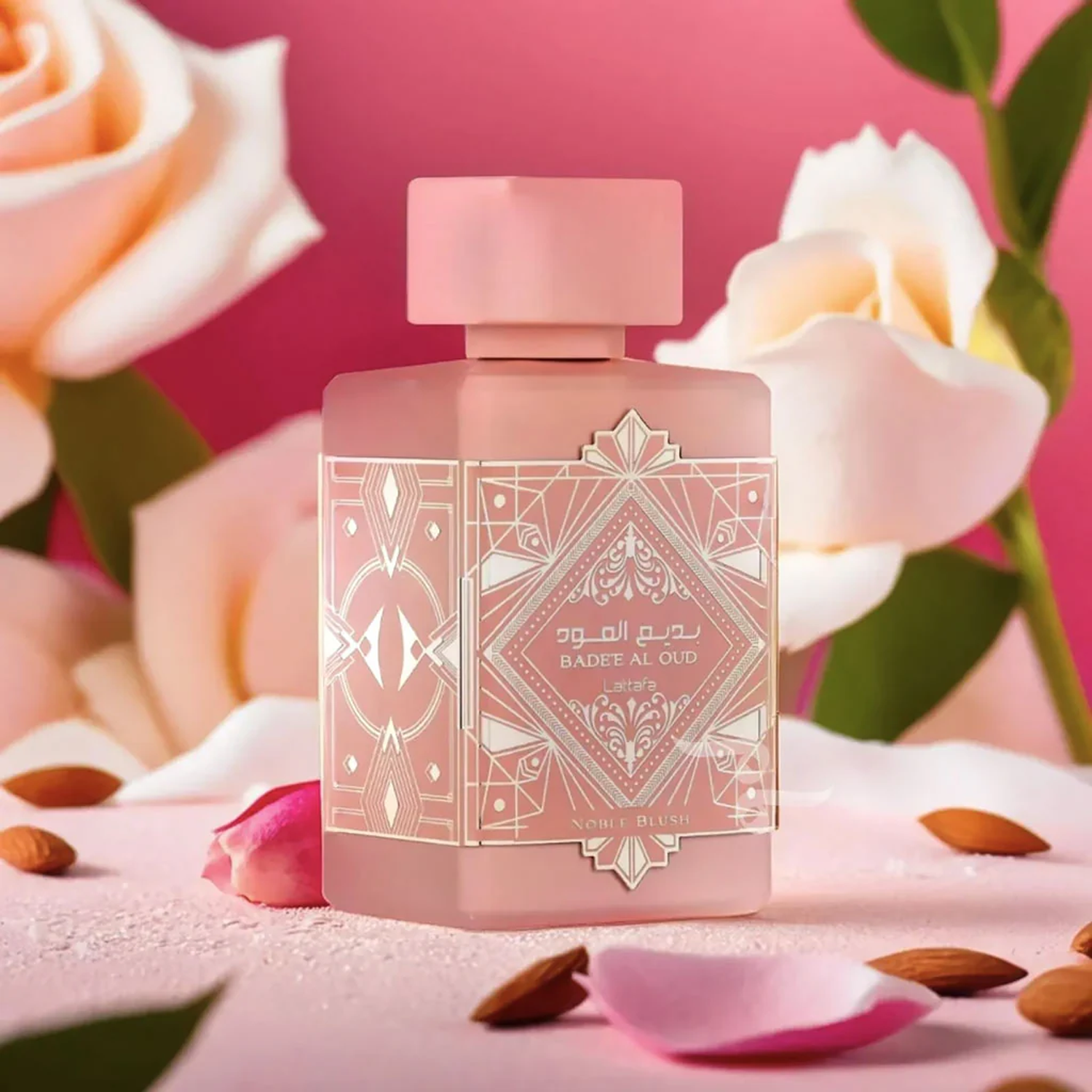 Set parfum Lattafa Badee Al Oud Noble Blush 100ml, parfum Arabesc, Femei, Gentuta cosmetice