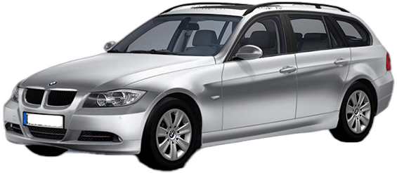 Set 5 covorase auto BMW Seria 3 Touring (E91) din 2008-2018, cu covoras tunel median, cauciuc, 4x Stickere auto cu BMW