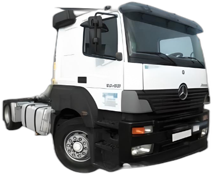 Set Huse Scaune Camion Tir MERCEDES-BENZ AXOR 2 din 2004-2005, Auto, Model CLASSIC, Culoare Albastru, 4x Stickere auto cu MERCEDES-BENZ