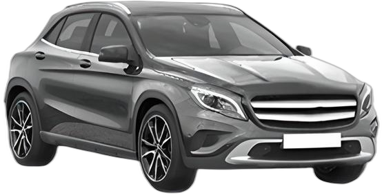 Set 5 covorase auto MERCEDES-BENZ GLA-CLASS (X156) din 2014-2021, cu covoras tunel median, cauciuc, 4x Stickere auto cu MERCEDES-BENZ