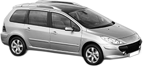 Set Covorase Auto Si Tavita Portbagaj PEUGEOT 307 SW (3H) din 2002-2009, Cauciuc, Protectie Porbagaj, 4x Stickere auto cu PEUGEOT