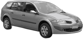 Set Covorase Auto Si Tavita Portbagaj RENAULT MEGANE II Estate Van (KM_) din 2003-2009, Cauciuc, Protectie Porbagaj, 4x Stickere auto cu RENAULT