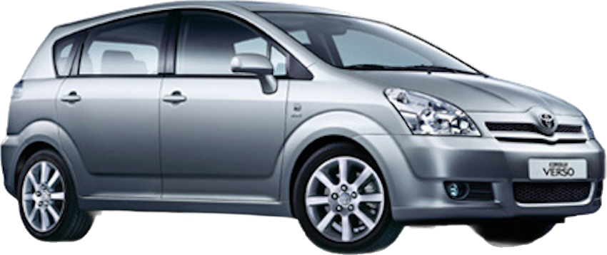 Set Covorase Auto Si Tavita Portbagaj TOYOTA COROLLA Verso (ZER_, ZZE12_, R1_) din 2004-2009, Cauciuc, Protectie Porbagaj, 4x Stickere auto cu TOYOTA