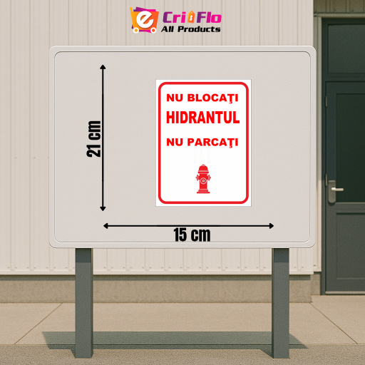 Indicator Interzis parcarea in fata hidrantului nu blocati hidranti, Sticker autocolant, Cri-Flo, Dimensiune A5 21x15 cm