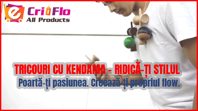 Tricou Kendama addict mesaj simplu alb negru, Copii, 100% Bumbac, Cri-Flo, Culoare Alb, Marime 3-4 ani, 110 CM