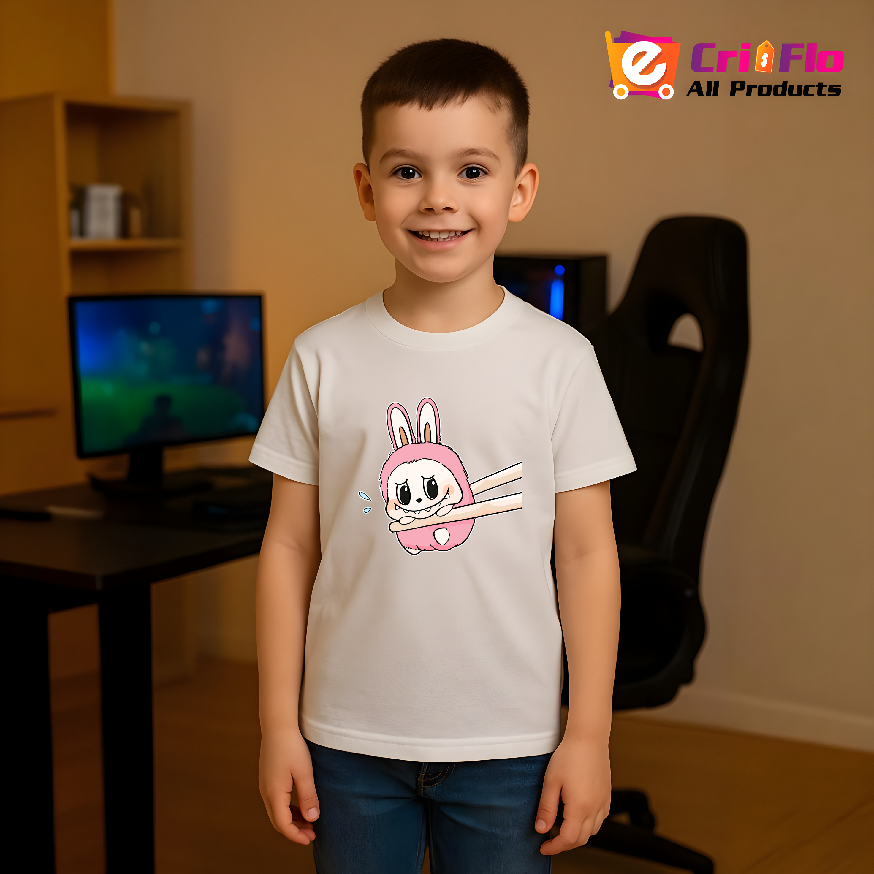 Tricou Labubu baie roz, Unisex Dama si Barbat | Copii 