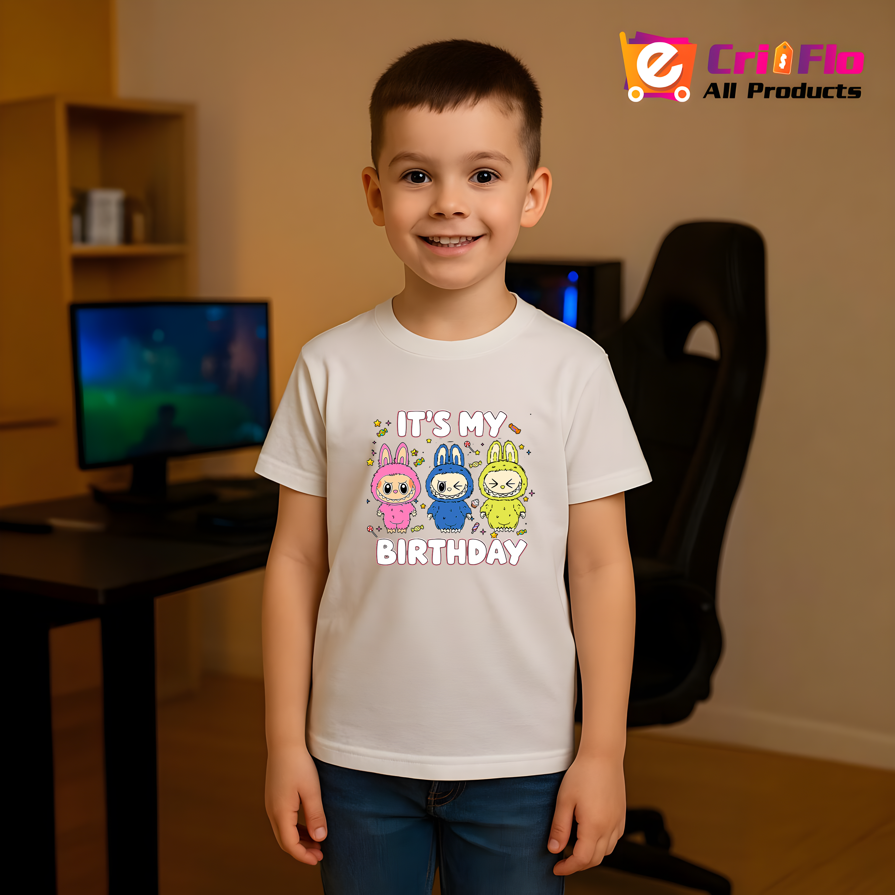 Tricou Labubu birthday trio, Unisex Dama si Barbat | Copii