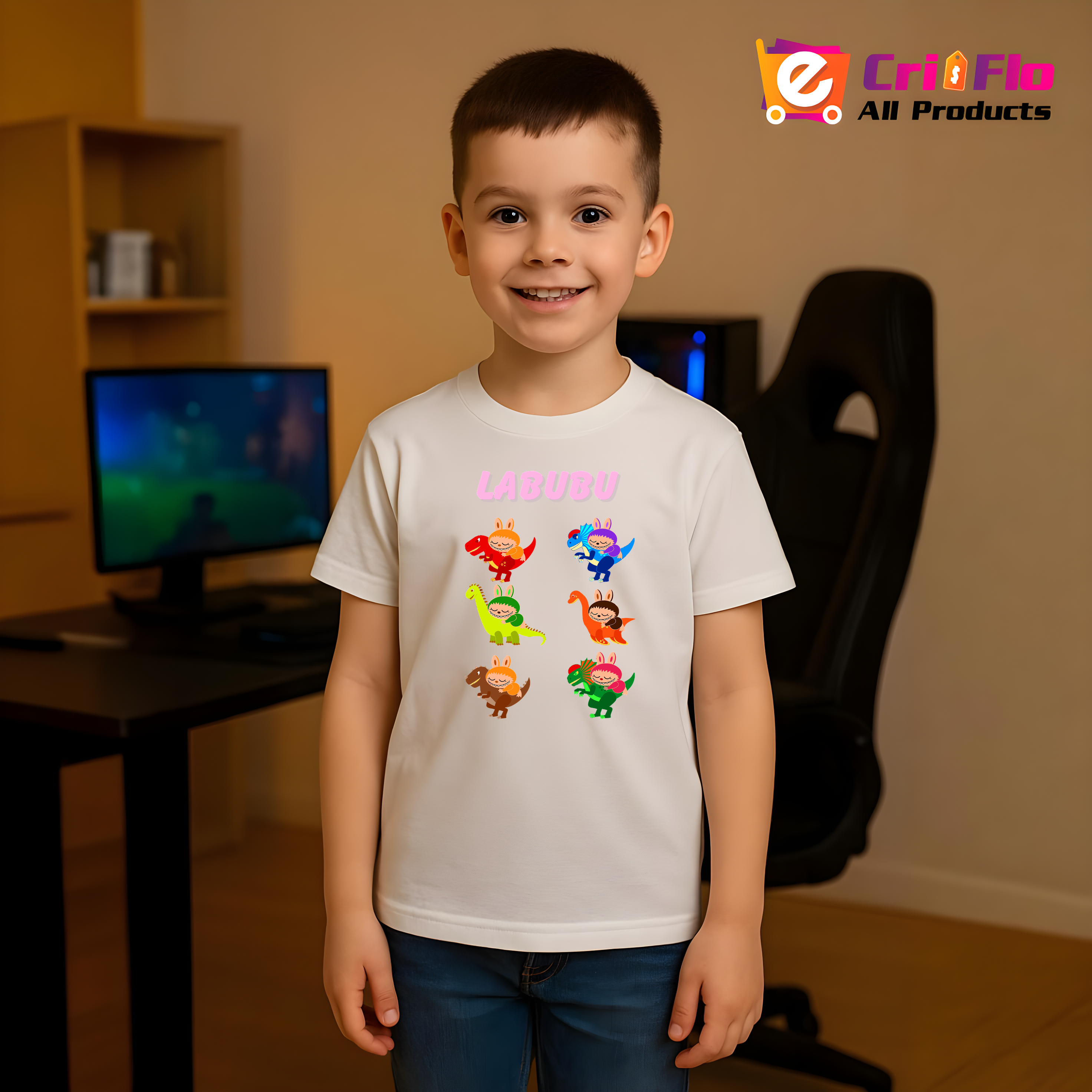 Tricou Labubu dino, Unisex Dama si Barbat | Copii