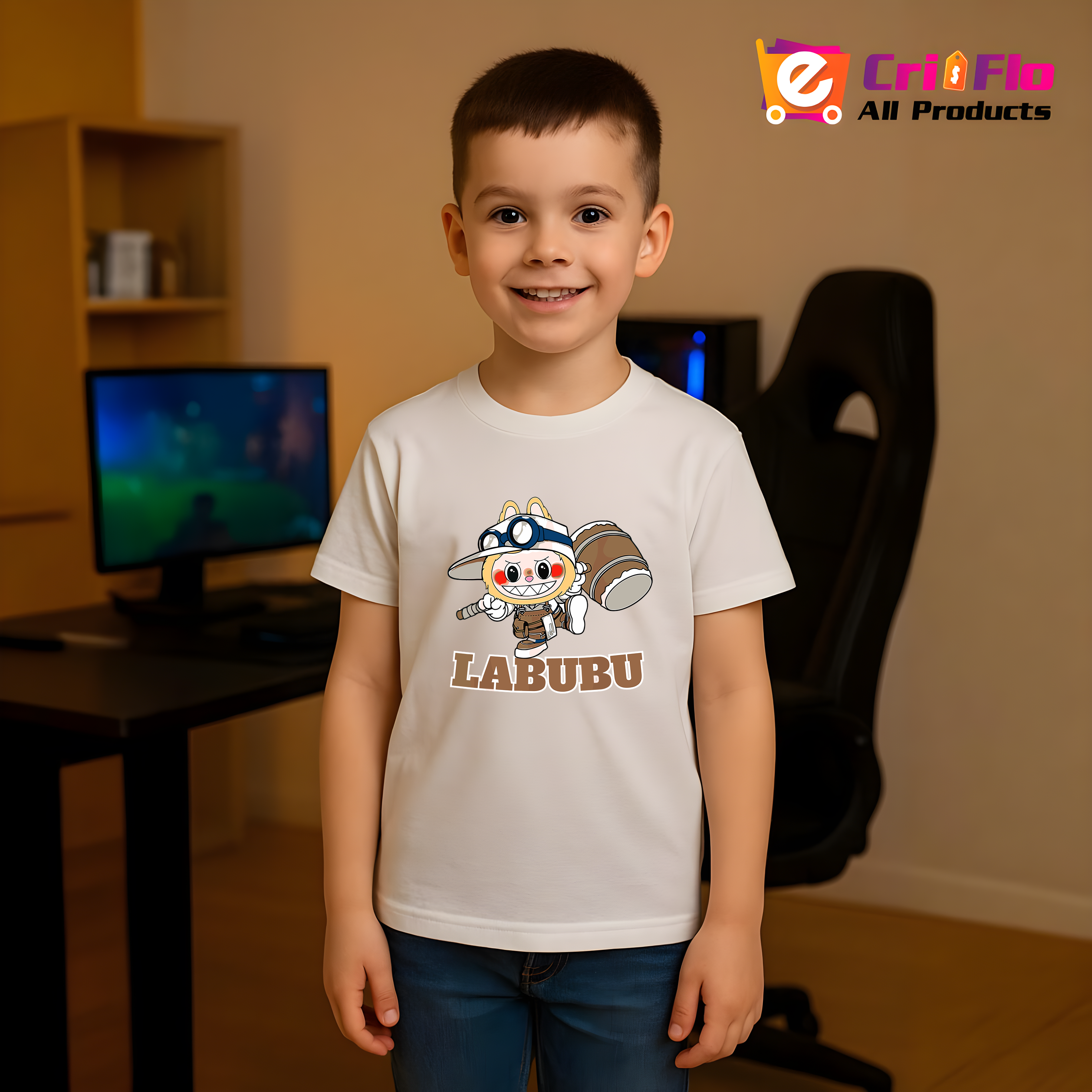 Tricou Labubu explorator, Unisex Dama si Barbat | Copii