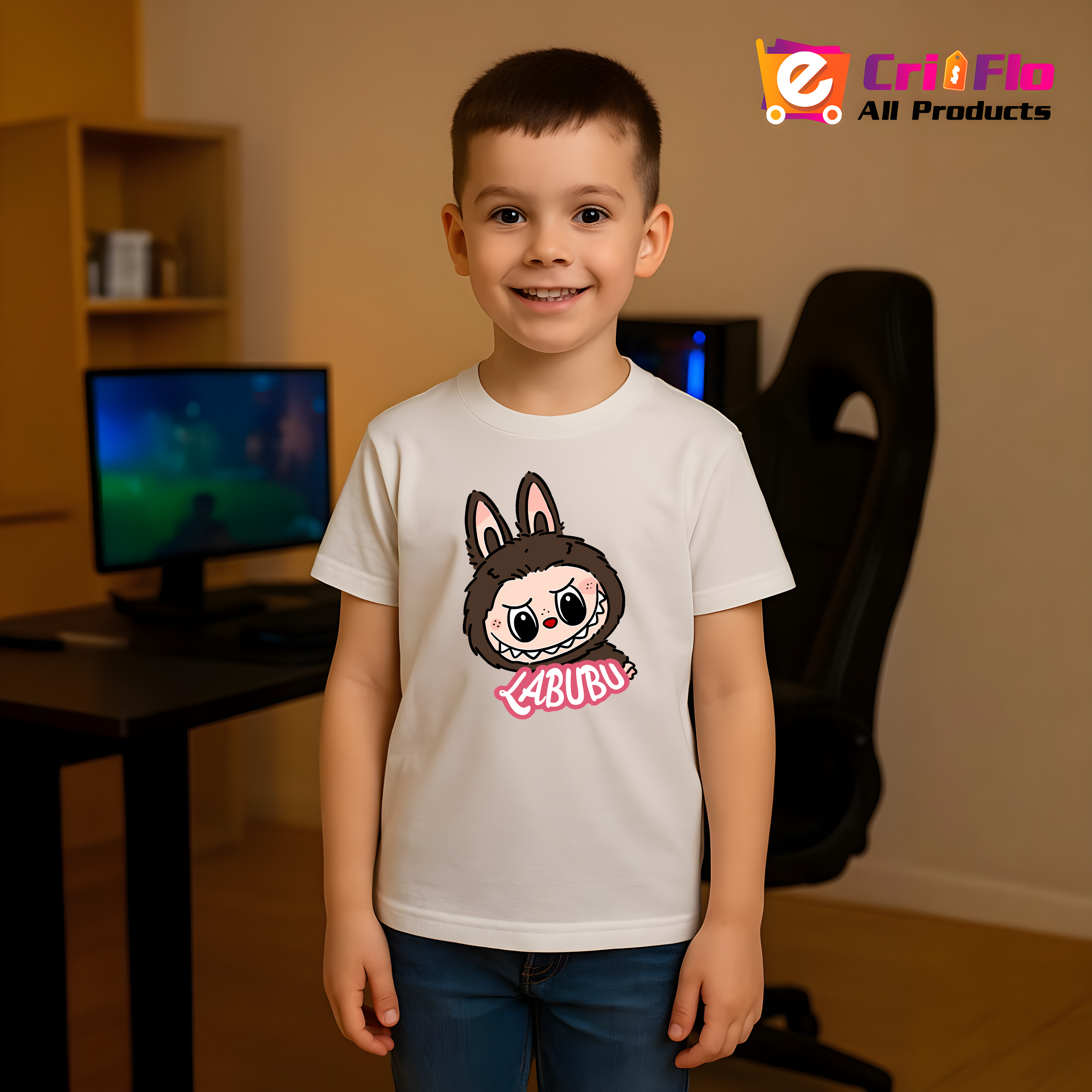 Tricou Labubu fata clasica, Unisex Dama si Barbat | Copii