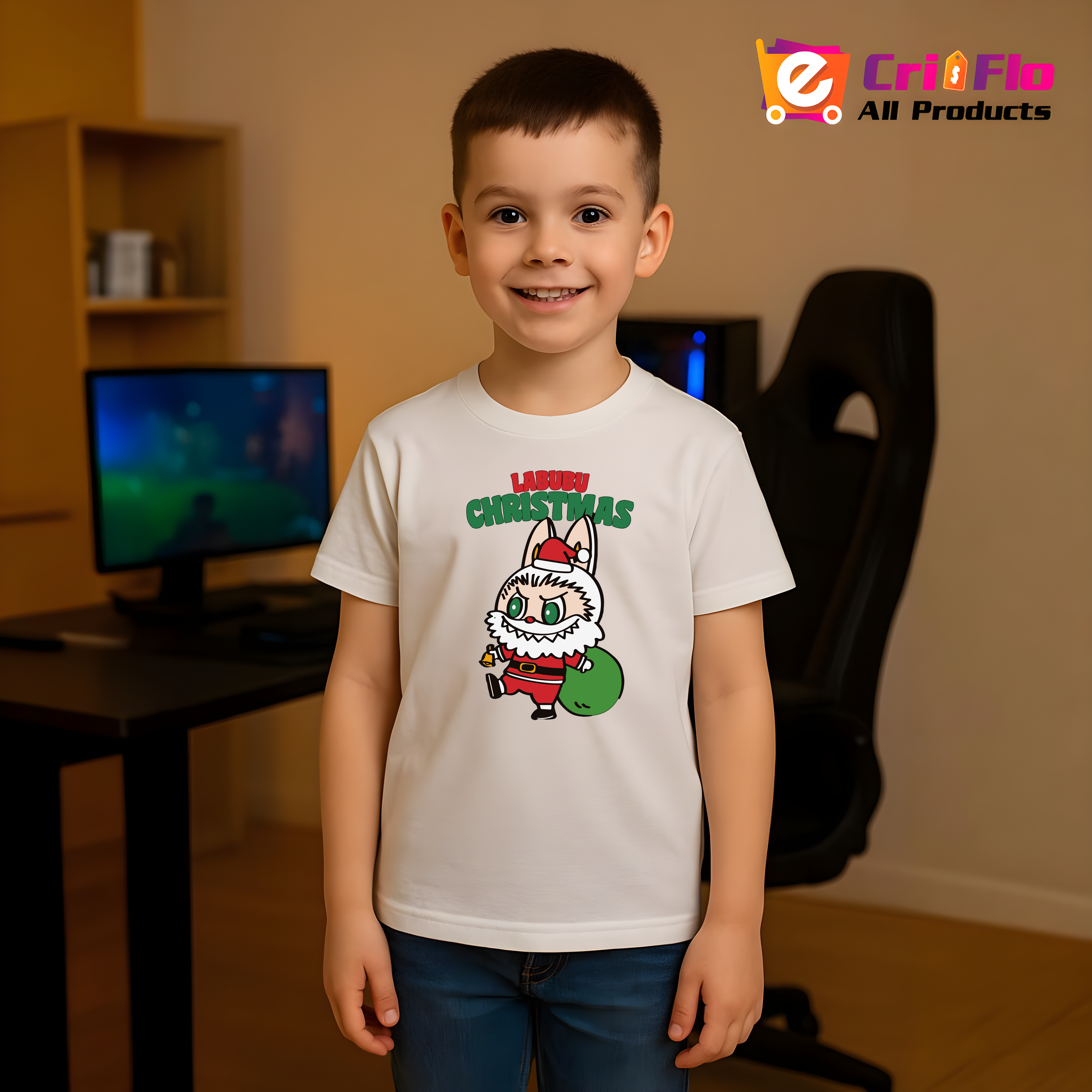 Tricou Labubu mos craciun, Unisex Dama si Barbat | Copii