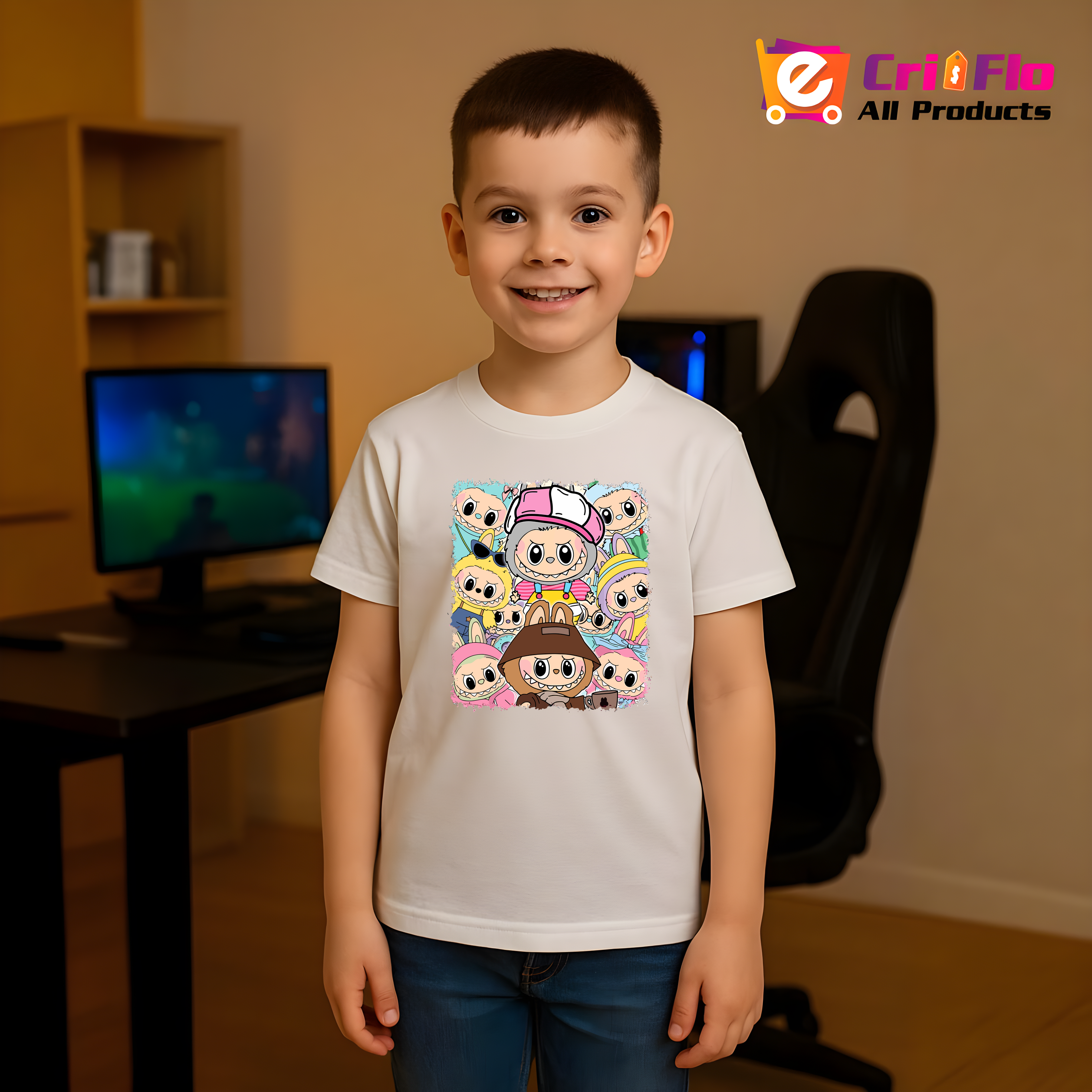 Tricou Labubu multiplu party, Unisex Dama si Barbat | Copii