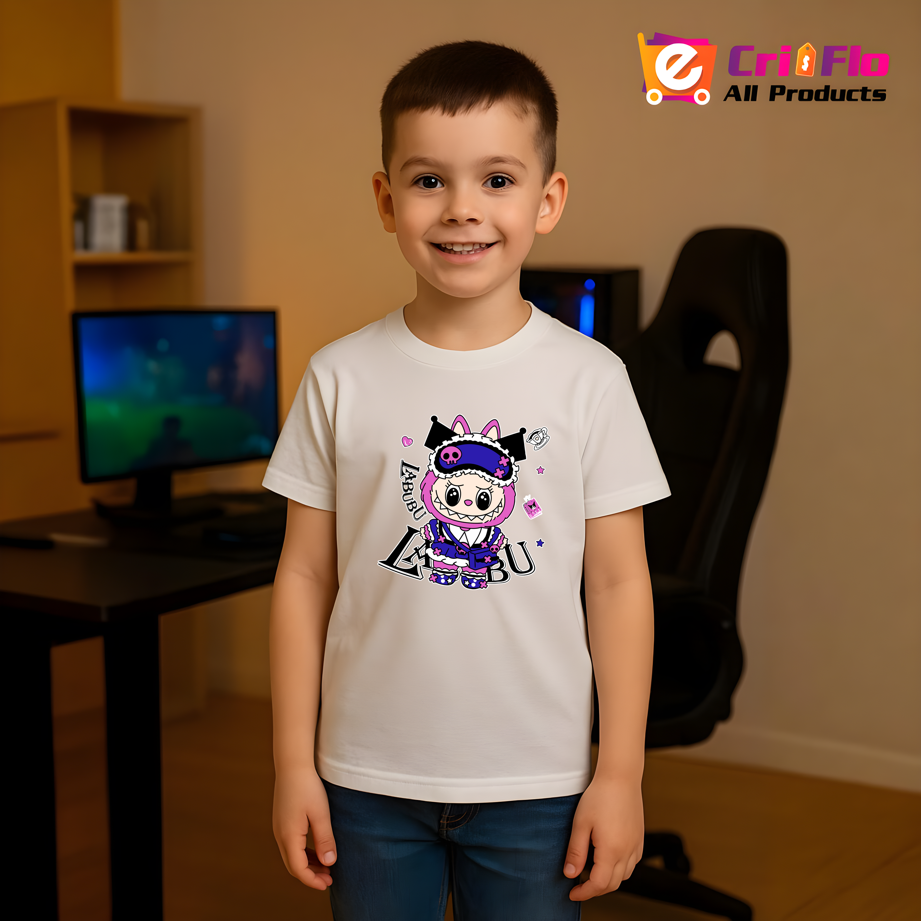 Tricou Labubu pirat mov, Unisex Dama si Barbat | Copii