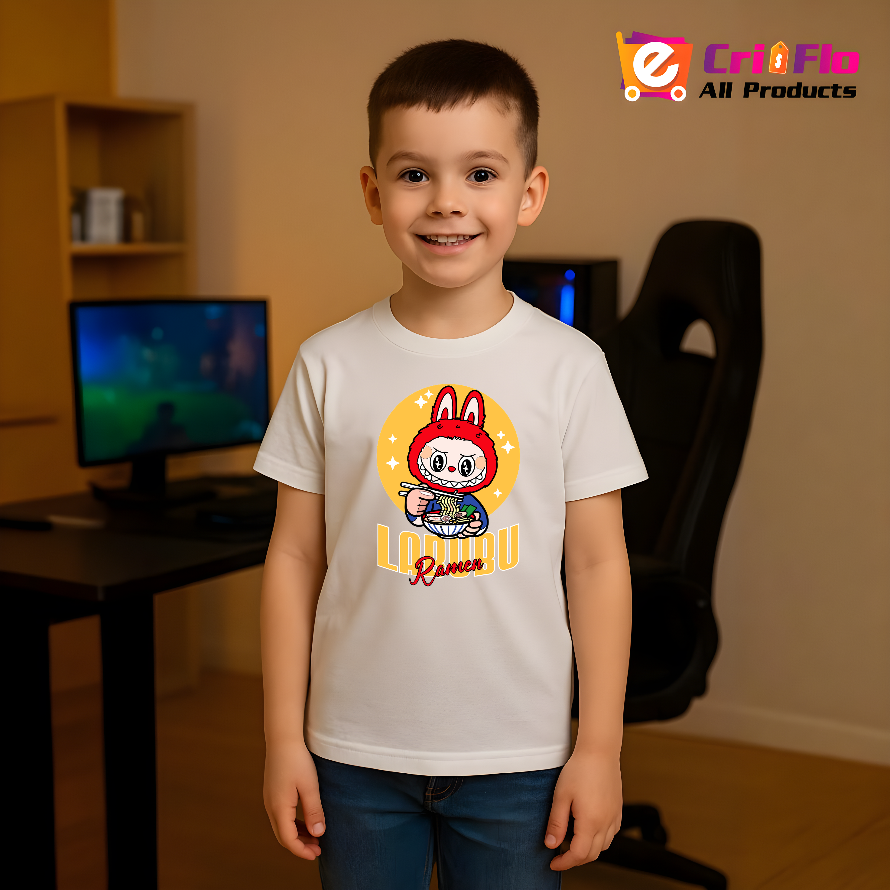 Tricou Labubu ramen japonez, Unisex Dama si Barbat | Copii