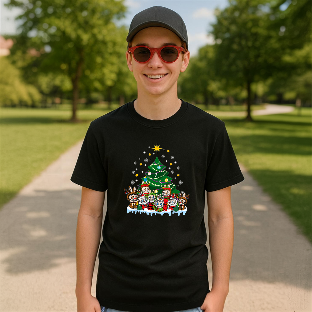 Tricou Labubu brad craciun, Unisex Dama si Barbat | Copii 
