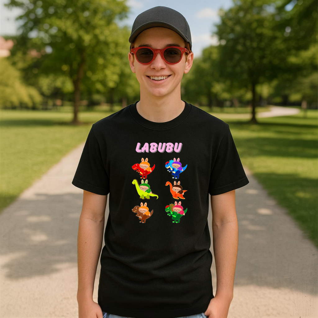 Tricou Labubu dino culori, Unisex Dama si Barbat | Copii 