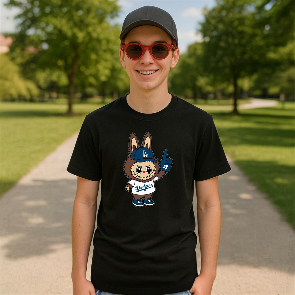 Tricou Labubu dodgers maro, Unisex Dama si Barbat | Copii