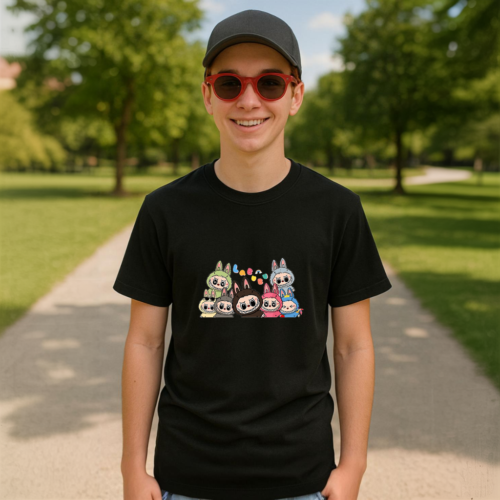 Tricou Labubu gasca completa, Unisex Dama si Barbat | Copii 